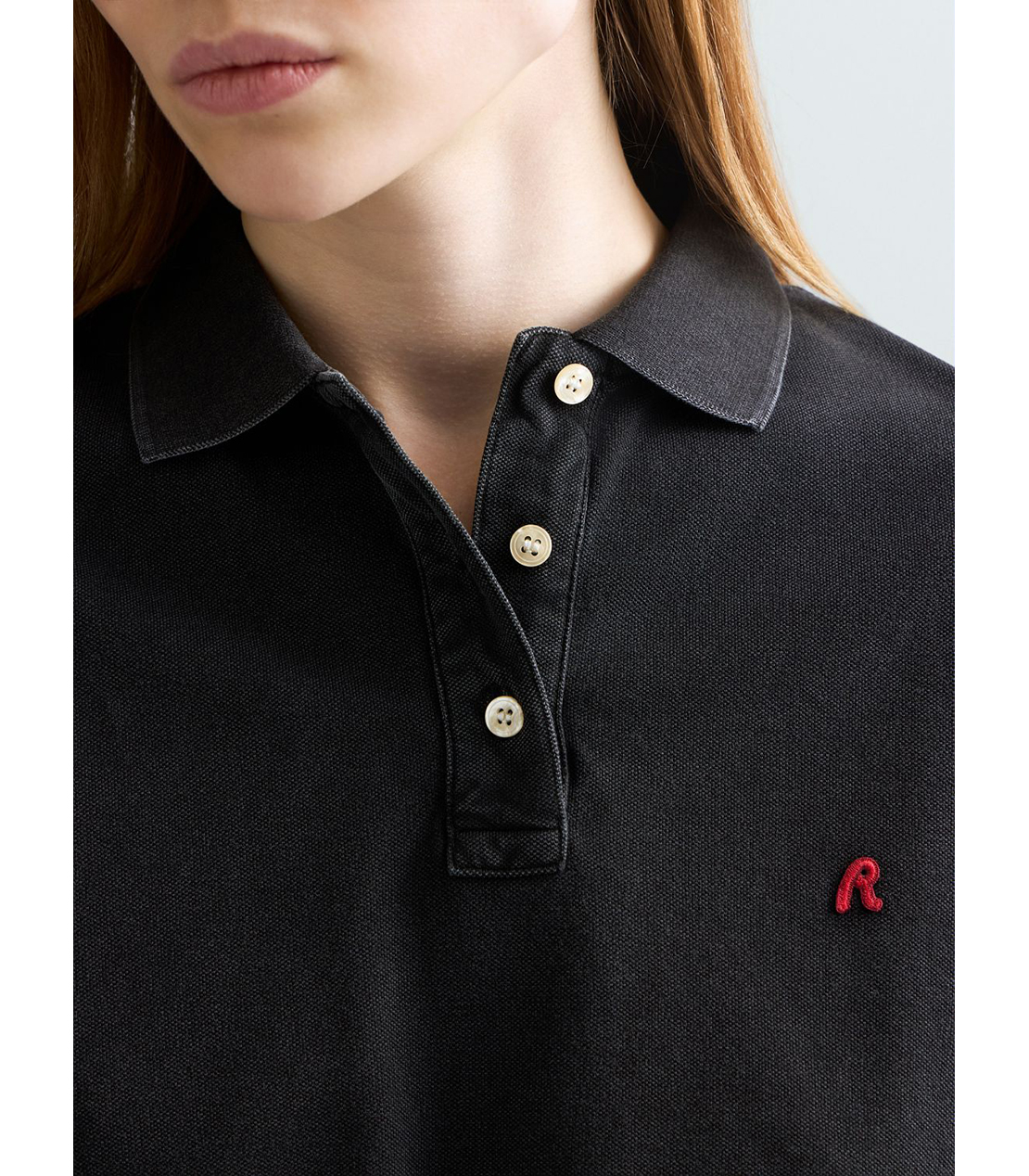 コットンピケクロップドポロシャツ 詳細画像 ブラック 6